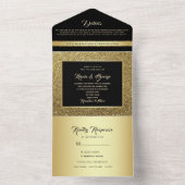 Luxury Gold en Black Wedding All In One Uitnodiging (Binnen)