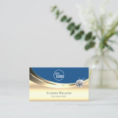 Luxury Gold en Blue met Logo Sparkle Diamond Visitekaartje (Staand voorkant)