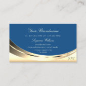 Luxury Gold en Blue met Monogram Sparkle Diamond Visitekaartje (Achterkant)