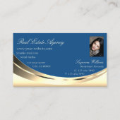Luxury Gold en Blue met Photo Sparking Diamond Visitekaartje (Achterkant)