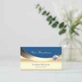 Luxury Gold en Blue met Sparkle Diamond Stylish Visitekaartje (Staand voorkant)
