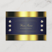 Luxury Gold en donkerblauwe gradiënt met diamanten Visitekaartje (Voorkant)