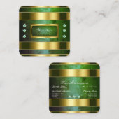 Luxury Gold en groene marmer met Faux Diamonds Vierkante Visitekaartje (Voorkant / Achterkant)