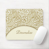 Luxury Gold en ivoor Paisley Damask met naam Muismat (Met muis)