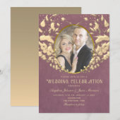 Luxury Gold en Paarse huwelijksuitnodiging Kaart (Voorkant / Achterkant)