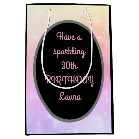 Luxury Gold en roze - 30e verjaardag op maat Medium Cadeauzakje (Voorkant)