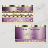 Luxury Gold en Sparking Paars Glitter met Logo Visitekaartje (Voorkant / Achterkant)