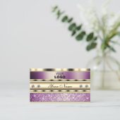 Luxury Gold en Sparking Paars Glitter met Logo Visitekaartje (Staand voorkant)