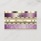 Luxury Gold en Sparking Paars Glitter met Logo Visitekaartje (Voorkant)