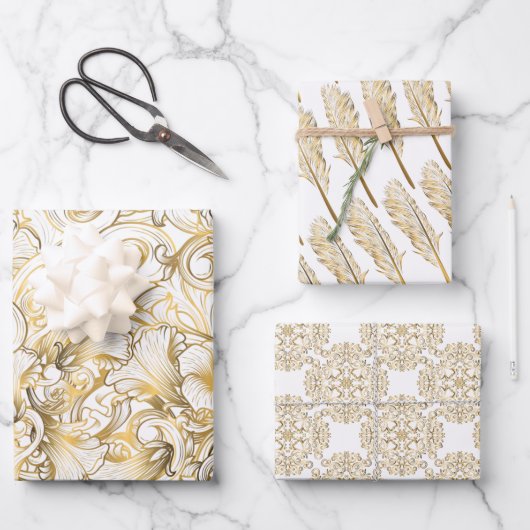 Luxury Gold en White Inpakpapier Vel (Voorkant)