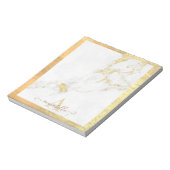 Luxury Gold en White Marble Folie Name Monogram Notitieblok (Linkerzijde)