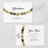 Luxury Gold en White Monogram Sparking Diamonds Visitekaartje (Voorkant / Achterkant)