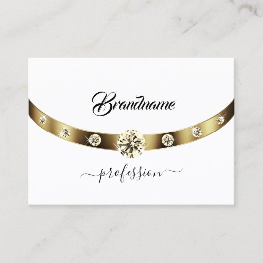 Luxury Gold en White Monogram Sparking Diamonds Visitekaartje (Voorkant)