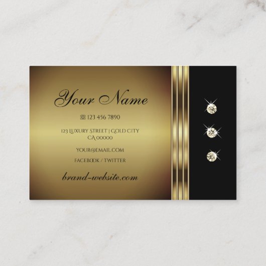 Luxury Gold en zwart met lumierige diamanten Visitekaartje (Achterkant)