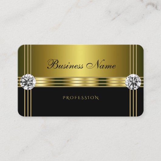 Luxury Gold en zwart met mousserende diamanten Visitekaartje (Voorkant)