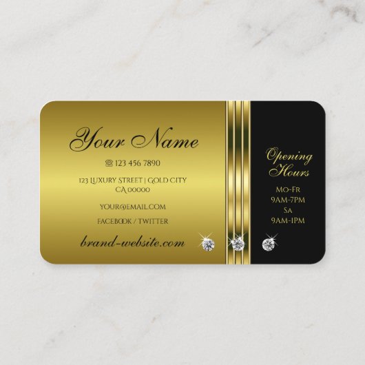 Luxury Gold en zwart met mousserende diamanten Visitekaartje (Achterkant)