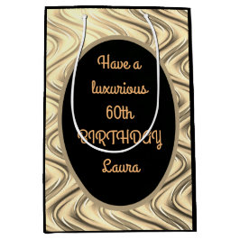 Luxury Gold en zwart op maat 60e verjaardag Medium Cadeauzakje