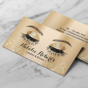 Luxury Gold Eyelash Extensions Salon Makeup Artist Visitekaartje