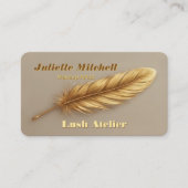 Luxury Gold Feather Modern Makeup Artist Visitekaartje (Voorkant)
