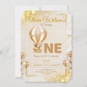 Luxury Gold First Birthday Elegant Baby Party Kaart (Voorkant)