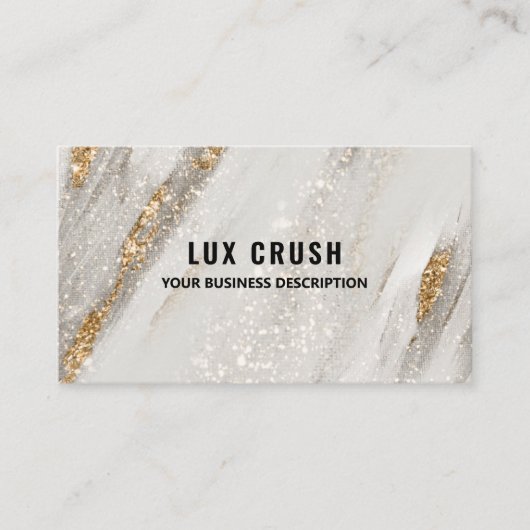 Luxury Gold Fleck White Glitter Visitekaartje (Voorkant)