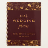 Luxury Gold Floral Burgundy Wedding Planner (Voorkant)