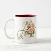 Luxury Gold Floral Monogram A Mug  Premium Elegan Tweekleurige Koffiemok (Links)