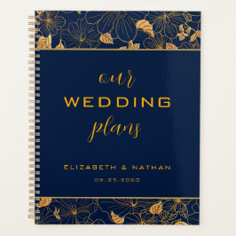 Luxury Gold Floral Navy Blue Wedding Planner