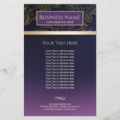 Luxury Gold Floral Pattern Paars Salon & Spa Flyer (Voorkant)