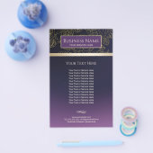 Luxury Gold Floral Pattern Paars Salon & Spa Flyer (Enkel)