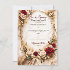 Luxury Gold Floral Wedding Invitation Card Kaart