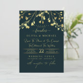 LUXURY GOLD FLORALS ABSTRACTE GOLDEN FOLIE WEDING KAART (Staand voorkant)