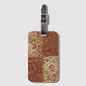 Luxury, Gold Flowers and Pixel Polka Dot Pattern Bagagelabel (Voorkant (verticaal))