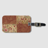 Luxury, Gold Flowers and Pixel Polka Dot Pattern Bagagelabel (Voorkant (horizontaal))