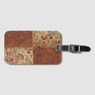 Luxury, Gold Flowers and Pixel Polka Dot Pattern Bagagelabel