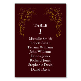 Luxury Gold Flowers Royal Deep Burgundy Wedding Kaart