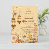 Luxury Gold flowwer Ramadan iftar invitation Kaart (Staand voorkant)