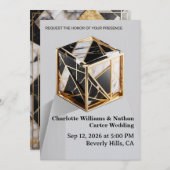 Luxury Gold Foil Black Marble Wedding Invitation Kaart (Voorkant / Achterkant)