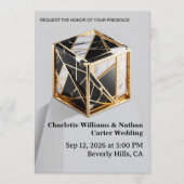Luxury Gold Foil Black Marble Wedding Invitation Kaart (Voorkant)