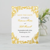 Luxury Gold Foil Floral Save The Date Card Folie Uitnodiging (Staand Voorkant)