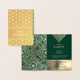 Luxury Gold Foil Green Christmas Party Invitations Folie Kaarten