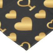 Luxury Gold Foil Hearts on Black  Tafelkleed (Gekanteld)