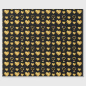 Luxury Gold Foil Hearts on Black Valentine  Cadeaupapier (Vlak)