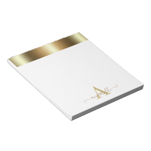 Luxury Gold Foil Metallic Name Letter Monogram Notitieblok (Schuin)