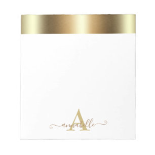 Luxury Gold Foil Metallic Name Letter Monogram Notitieblok