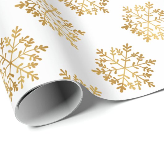 Luxury Gold Foil Snowflakes Pattern Holiday Gift Cadeaupapier (Rol Hoek)
