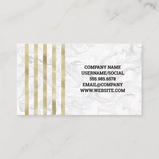 Luxury Gold Foil Striped Pattern | Marmer Visitekaartje (Achterkant)