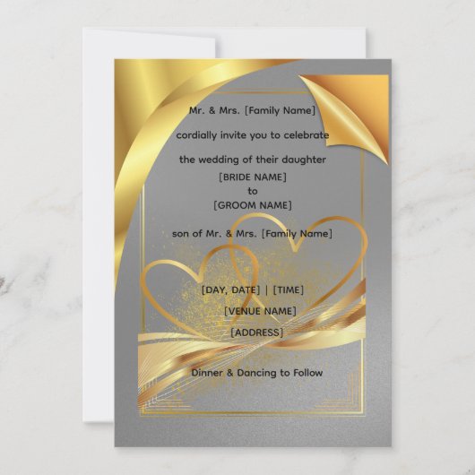 Luxury Gold Foil Style Wedding Invitation | Modern Kaart (Voorkant)