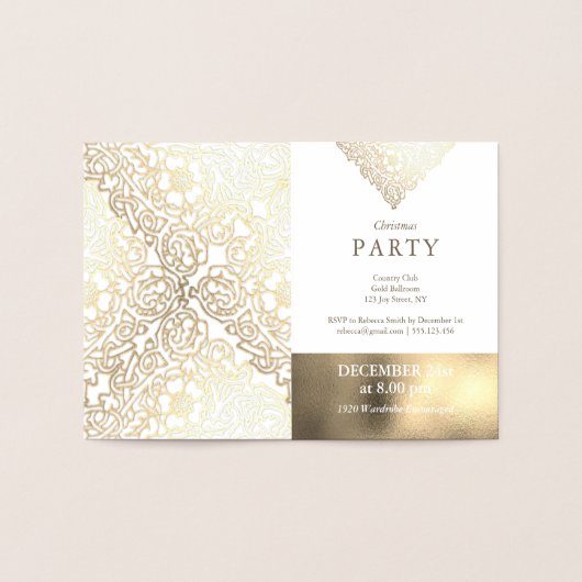 Luxury Gold Foil White met kerstfeestdagen Folie Kaarten (Binnen)