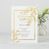 Luxury Gold Foil White Retirement Invitation Elega Kaart (Staand voorkant)